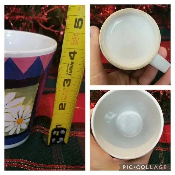 Vintage 90s Daisy coffee mug + Blue + Pink - Picture 2 of 3